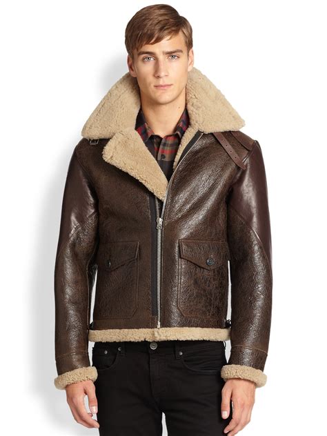 burberry shearling mens|shearling aviator jacket men's.